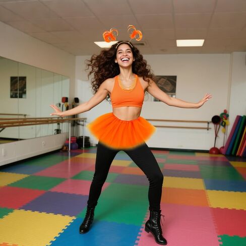 80s Orange Tutu Costume Accessories Colorful Tulle Tutu Skirts Orange Accessories for Women Fancy Dress Running Outfits and Dance Party Wear in Saudi Arabia