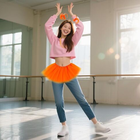 80s Orange Tutu Costume Accessories Colorful Tulle Tutu Skirts Orange Accessories for Women Fancy Dress Running Outfits and Dance Party Wear in Saudi Arabia