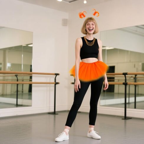 80s Orange Tutu Costume Accessories Colorful Tulle Tutu Skirts Orange Accessories for Women Fancy Dress Running Outfits and Dance Party Wear in Saudi Arabia