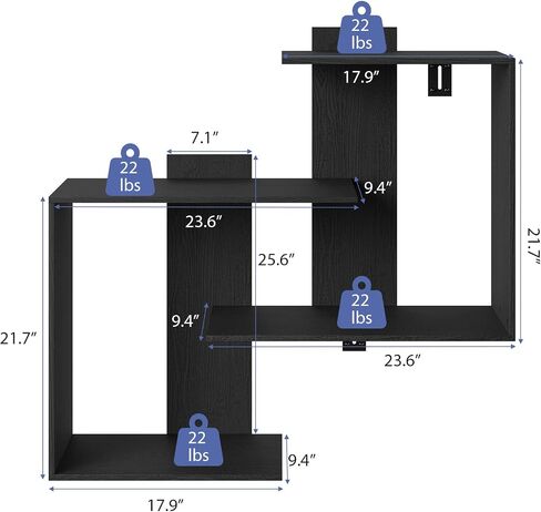 Rresyet Gaming Floating Shelves with Lights, Wall Mounted Display Shelf, 16 Color RGB, Easy to Install, Wall Shelves with Lights for Gaming Room, Living Room, Office, Bathroom(Black) in Saudi Arabia