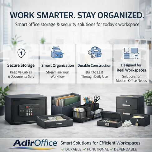 AdirOffice Key Lock Box – 30 Key Hooks Wall Mounted Key Cabinet Lock Box, Car Keys Holder Box, Lockable Key Storage Box - Metal Key Box Organizer with for Home and Office in Kuwait