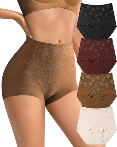 High Waisted Underwear for Women Seamless Postpartum Underwear No Show Lace Maternity Panties Breathable Briefs 4 Pack in Saudi Arabia