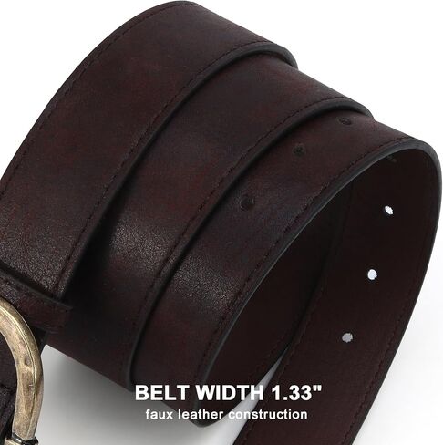 Earnda Western Cowgirl Belt for Womens Jeans Pants Faux Leather Width 1.33" Ladies Waist Belts with Vintage Buckle in Saudi Arabia