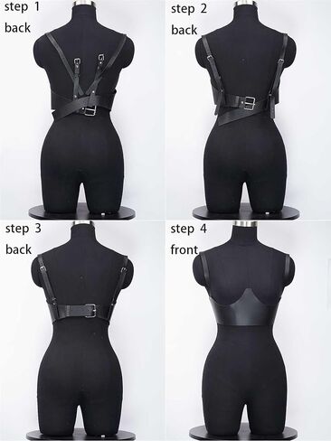 Body Harness for Women, Adjustable Faux Leather Chest Harness Belt, Minimalist Fashion Harness, Festival Outfit Accessory for Rave, Cosplay and Gothic Style(Waist 27.0-34.3in) in Saudi Arabia