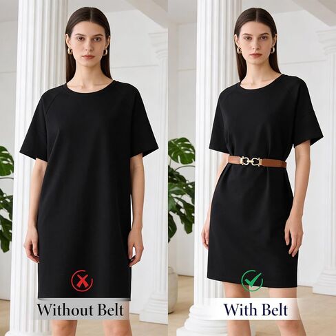 5 Color Women Skinny Elastic Belt with Gold Buckle Retro Stretch Waist Belt Set for Dresses in Saudi Arabia