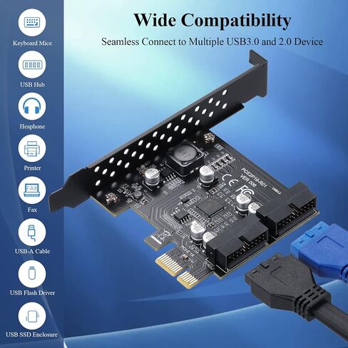 PCI-E 1X to USB3.1 A-Key Gen2 Front Type-C Expansion Card,10Gbps Type-E Internal 20-pin Front Panel Connector Riser Card,PCI Express 3.0 X1 Adapter for Desktop PCs (ASM3142) in Saudi Arabia