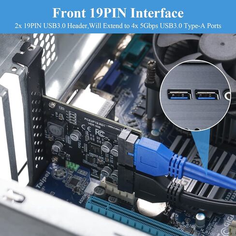 PCI-E 1X to USB3.1 A-Key Gen2 Front Type-C Expansion Card,10Gbps Type-E Internal 20-pin Front Panel Connector Riser Card,PCI Express 3.0 X1 Adapter for Desktop PCs (ASM3142) in Saudi Arabia