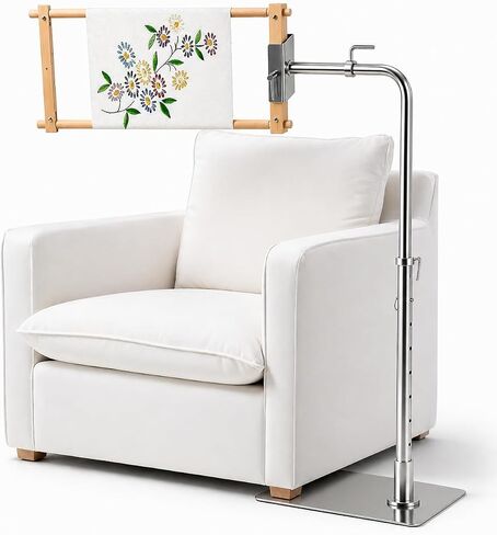Workstand with Side Clamp, for Lowery Stand, Adjustable Cross Stitch Floor Stand, Rotating Needlepoint Stand, Fits Q-Snap Frames, and Scroll Rods up to 20" Wide, Heavy Duty Metal Construction in Kuwait