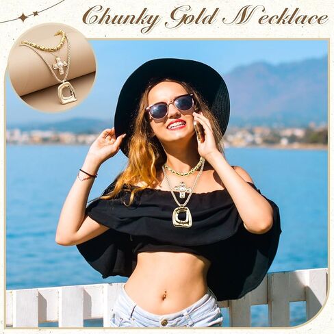 Quelay 3 Pcs Gold Chunky Cross Necklaces Set for Women Hammered Cross Pendant Irregular Boho Statement Necklace Layered Gold Plated Chain Necklace Set for Fashion Accessories Holiday Party Jewelry in Kuwait
