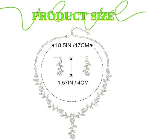 Sixexey Silver Rhinestone Wedding Jewelry Set Sparkly Bridal Necklace Earrings Prom Costume Jewelry Accessories for Women in Kuwait