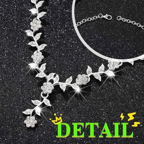 Sixexey Silver Rhinestone Wedding Jewelry Set Sparkly Bridal Necklace Earrings Prom Costume Jewelry Accessories for Women in Kuwait