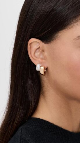 By Adina Eden Women's Solid/Pave Wide Huggie Earrings Combo Set, Gold, One Size in Saudi Arabia