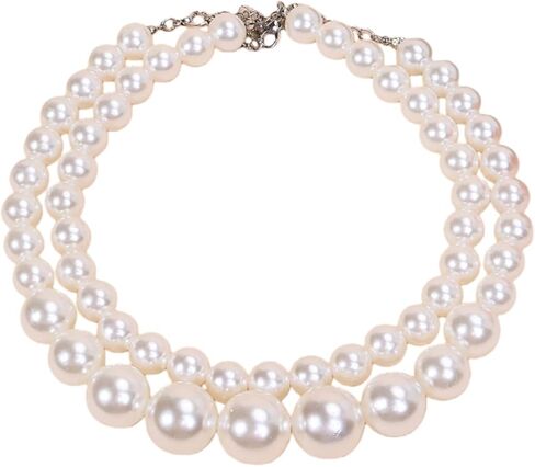 Large Big Simulated Pearl Adjustable Chain Necklace Bracelet Dangling Earrings Ring for Women Jewelry Set Imitation Dainty Elegant Wedding Party Birthday in Kuwait