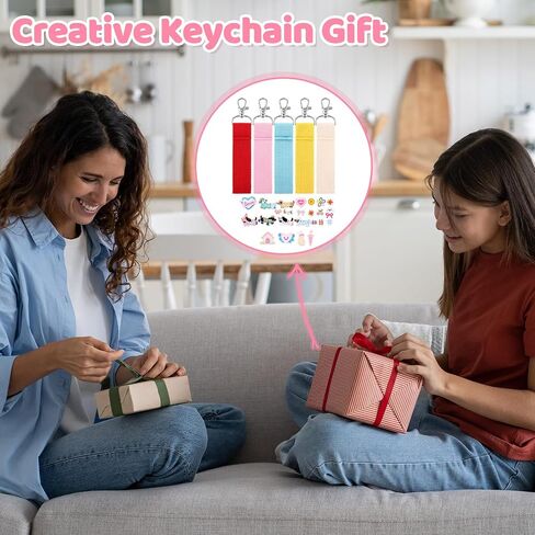 40pcs Fabric Keychain Wristlet Kit, DIY Key Strap Holder with Cute Iron-on Applique Patches, Polyester Hand Lanyard for Car Keys Wallet Purse, DIY Craft Gifts for Women Birthday Gift in Saudi Arabia