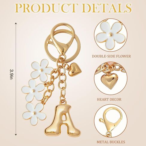 Snycler Bubble Initial Keychain Cute Flower Charms Keyring for Handbag Backpack–Personalized A-Z Letter Charms Gift for Women in Saudi Arabia