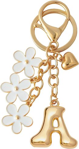 Snycler Bubble Initial Keychain Cute Flower Charms Keyring for Handbag Backpack–Personalized A-Z Letter Charms Gift for Women in Saudi Arabia