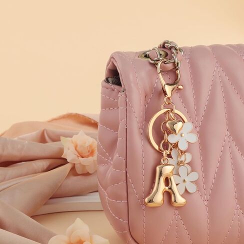 Snycler Bubble Initial Keychain Cute Flower Charms Keyring for Handbag Backpack–Personalized A-Z Letter Charms Gift for Women in Saudi Arabia