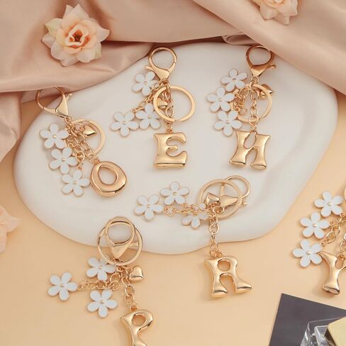 Snycler Bubble Initial Keychain Cute Flower Charms Keyring for Handbag Backpack–Personalized A-Z Letter Charms Gift for Women in Saudi Arabia