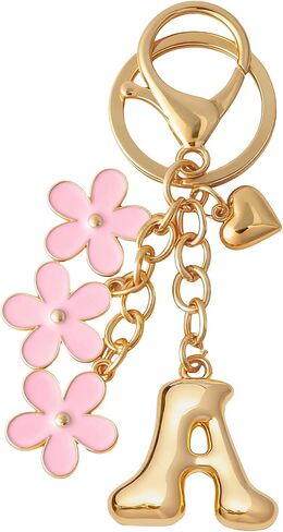 Snycler Bubble Initial Keychain Cute Flower Charms Keyring for Handbag Backpack–Personalized A-Z Letter Charms Gift for Women in Saudi Arabia