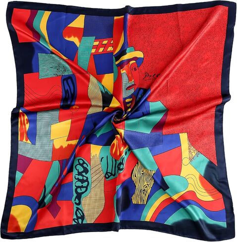 ASUITOFK 35" Satin Large Square Head Scarves Silk Like Printed Neck Scarf Hair Sleeping Wraps Scarfs Bandanas in Saudi Arabia