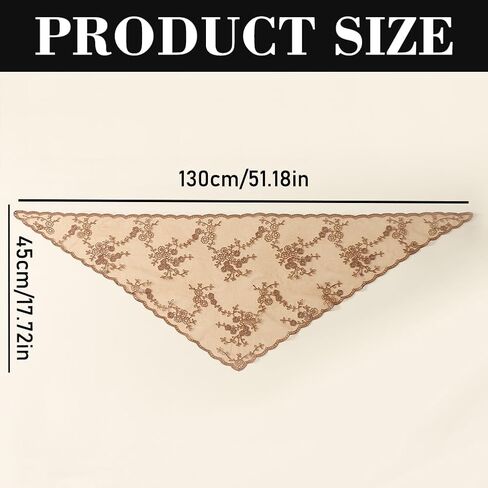 2 Pcs Lace Embroidery Triangle Veil Church Head Covering Scarf Floral Lace Mantilla Chapel Bridal Veil for Women in Kuwait