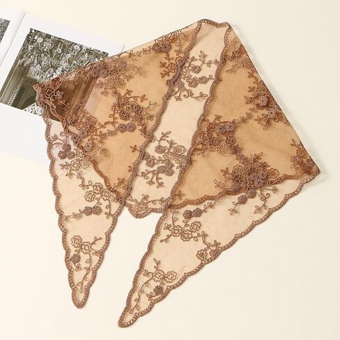 2 Pcs Lace Embroidery Triangle Veil Church Head Covering Scarf Floral Lace Mantilla Chapel Bridal Veil for Women in Kuwait