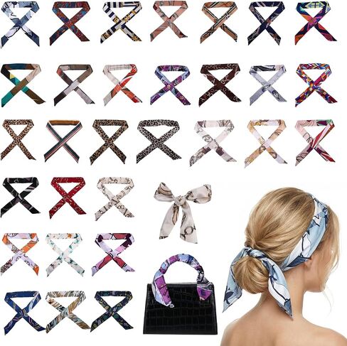60 Pcs Purse Scarf for Women Handbag Head Scarf Handle Ribbon Satin Head Neckerchief Silk Headband, Handbag Scarf Head Ribbon for Women Hair Purse Handles Ribbons Decor in Saudi Arabia