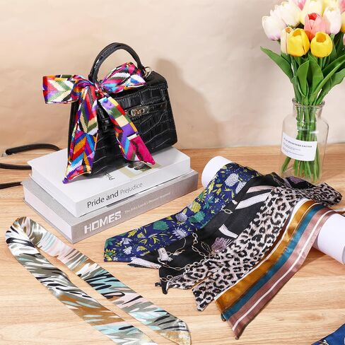 60 Pcs Purse Scarf for Women Handbag Head Scarf Handle Ribbon Satin Head Neckerchief Silk Headband, Handbag Scarf Head Ribbon for Women Hair Purse Handles Ribbons Decor in Saudi Arabia