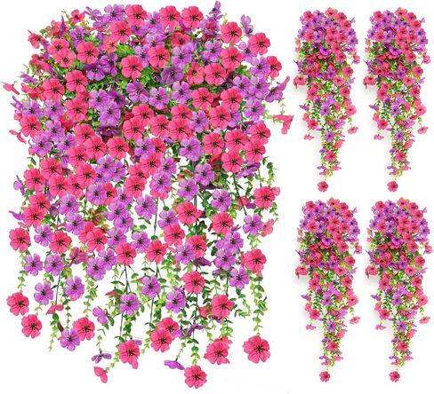Artificial Flowers for Outdoors, 8PCS 4th of July Decorations, Independence Day Patriotic Red White and Blue Fake Flowers for Outdoor Planters, Hanging Plants for Porch, Patio, Yard in Saudi Arabia