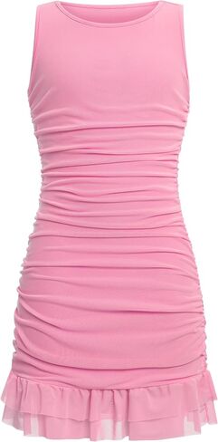 IBAKOM Teen Girl Ruched Bodycon Dress Tween Formal Wedding Slim Outfits Junior School Prom Graduation Homecoming Tight Dress in Kuwait