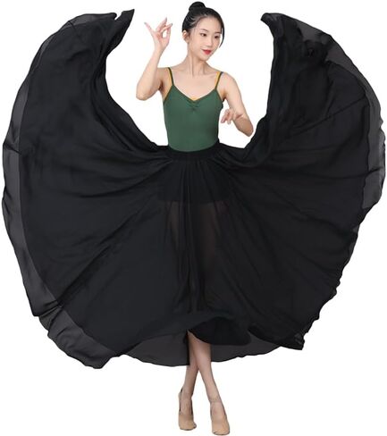 720 Degree Chiffon Long Belly Dance Skirt for Women Flowy Lyrical Gypsy Skirts Ballroom Swing Modern Dance Costume in Saudi Arabia