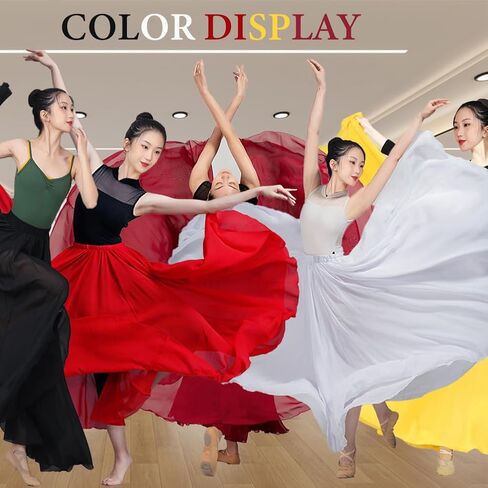 720 Degree Chiffon Long Belly Dance Skirt for Women Flowy Lyrical Gypsy Skirts Ballroom Swing Modern Dance Costume in Saudi Arabia
