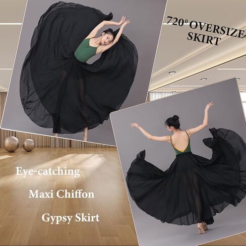 720 Degree Chiffon Long Belly Dance Skirt for Women Flowy Lyrical Gypsy Skirts Ballroom Swing Modern Dance Costume in Saudi Arabia