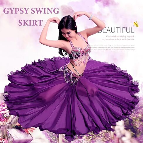 720 Degree Chiffon Long Belly Dance Skirt for Women Flowy Lyrical Gypsy Skirts Ballroom Swing Modern Dance Costume in Saudi Arabia
