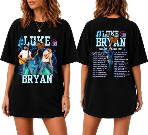قميص جولة Word On The Street 2026، قميص Luke Country Music، قميص رعاة البقر الغربي، قميص رعاة البقر، تي شيرت عاشق الموسيقى، تي شيرت الموسيقى الغربية، تي شيرت الحفلة الريفية in Kuwait