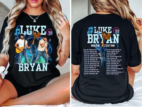 قميص جولة Word On The Street 2026، قميص Luke Country Music، قميص رعاة البقر الغربي، قميص رعاة البقر، تي شيرت عاشق الموسيقى، تي شيرت الموسيقى الغربية، تي شيرت الحفلة الريفية in Kuwait