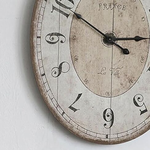 18" x 29" Rustic Farmhouse Oval Wall Clock, Solid Wood Silent Non-Ticking, Battery Operated Decorative Clock for Living Room, Kitchen, Bedroom, Office and Home Decor in Saudi Arabia