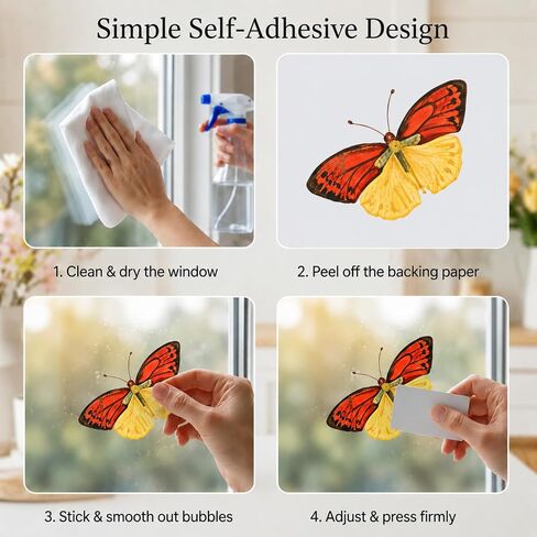 3 Sheets Vintage Summer Wildflowers Window Clings for Glass Windows, Self-Adhesive Florals and Butterflies Glass Decals for Wedding Party Home Office in Saudi Arabia