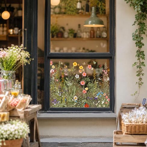 3 Sheets Vintage Summer Wildflowers Window Clings for Glass Windows, Self-Adhesive Florals and Butterflies Glass Decals for Wedding Party Home Office in Saudi Arabia