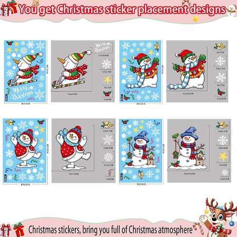 147Pcs Christmas Window Clings Winter Snowflake Decorations Christmas Window Clings Snowflake Stickers for Glass Windows Holiday Winter Indoor Party Bedroom Decor in Saudi Arabia