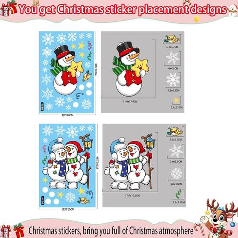 147Pcs Christmas Window Clings Winter Snowflake Decorations Christmas Window Clings Snowflake Stickers for Glass Windows Holiday Winter Indoor Party Bedroom Decor in Saudi Arabia