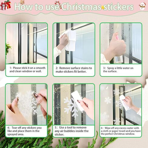 147Pcs Christmas Window Clings Winter Snowflake Decorations Christmas Window Clings Snowflake Stickers for Glass Windows Holiday Winter Indoor Party Bedroom Decor in Saudi Arabia