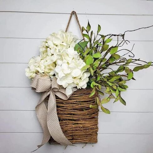 Spring Wildflower Door Hanging Basket Wreath Spring Welcome Sign Easter Day for Front Door, Home Decor in Saudi Arabia