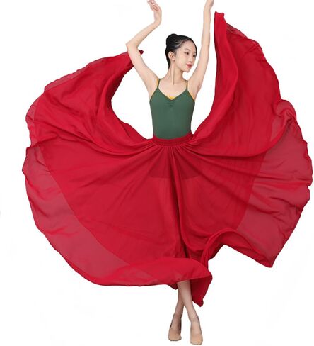 720 Degree Chiffon Long Belly Dance Skirt for Women Flowy Lyrical Gypsy Skirts Ballroom Swing Modern Dance Costume in Saudi Arabia