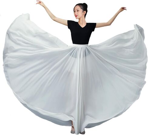 720 Degree Chiffon Long Belly Dance Skirt for Women Flowy Lyrical Gypsy Skirts Ballroom Swing Modern Dance Costume in Saudi Arabia