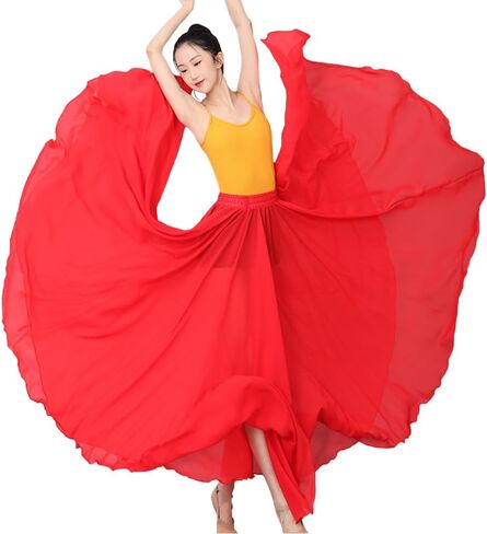 720 Degree Chiffon Long Belly Dance Skirt for Women Flowy Lyrical Gypsy Skirts Ballroom Swing Modern Dance Costume in Saudi Arabia