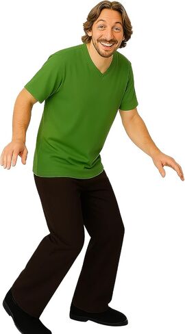 LINKOM Adult Shaggy Costume Men's Green T-Shirt Reddish Brown Pants Suit Halloween Classic Movie Character Cosplay Outfit in Saudi Arabia