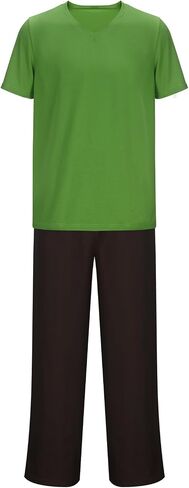 LINKOM Adult Shaggy Costume Men's Green T-Shirt Reddish Brown Pants Suit Halloween Classic Movie Character Cosplay Outfit in Saudi Arabia