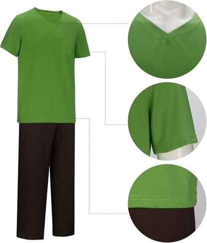 LINKOM Adult Shaggy Costume Men's Green T-Shirt Reddish Brown Pants Suit Halloween Classic Movie Character Cosplay Outfit in Saudi Arabia