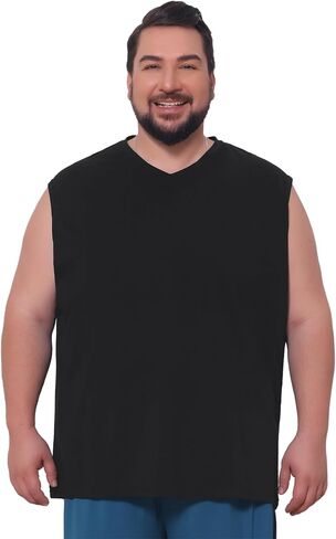 Men's Big & Tall V-Neck Tank Top Soft Breathable Sleeveless Undershirt for Everyday Comfort in Kuwait